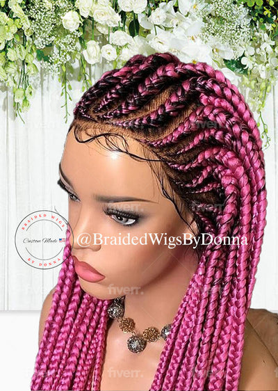 Pink Feedin Braids Wig