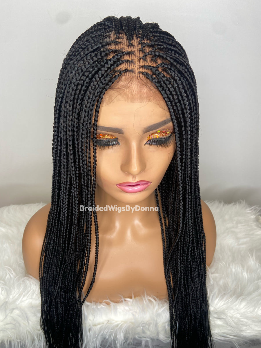 Milano Knotless Box braids wig Spanish curls - BraidedWigsByDonna