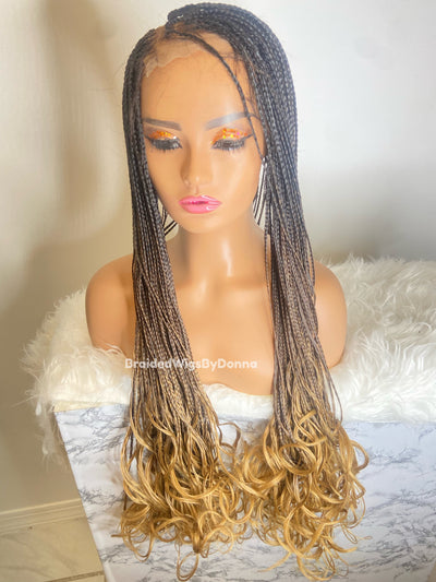 Miami Knotless Braids Wig  Spanish curls Wig