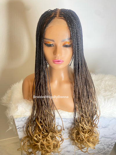 Miami Knotless Braids Wig  Spanish curls Wig